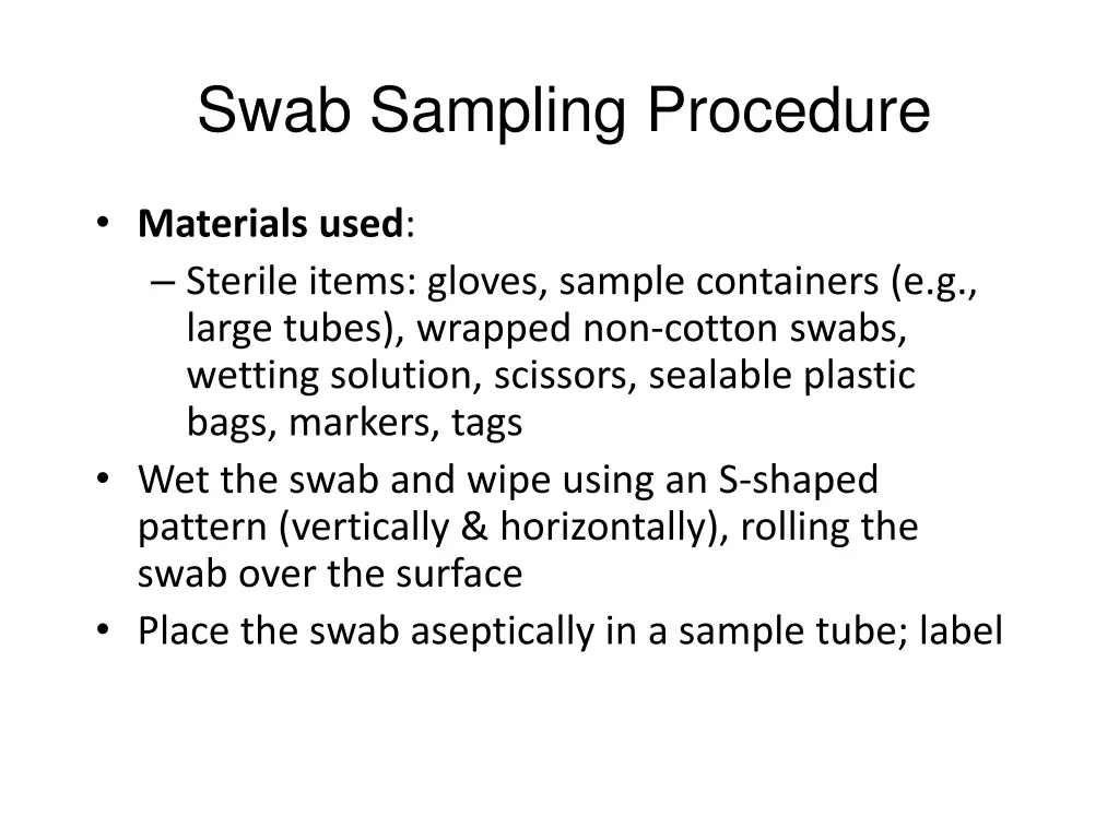 swab sampling procedure