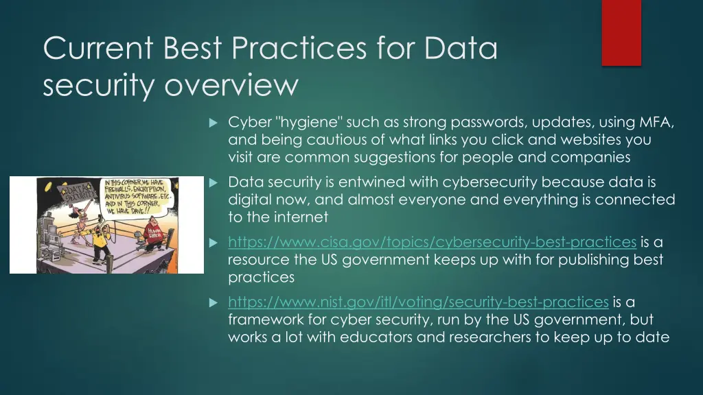 current best practices for data security overview