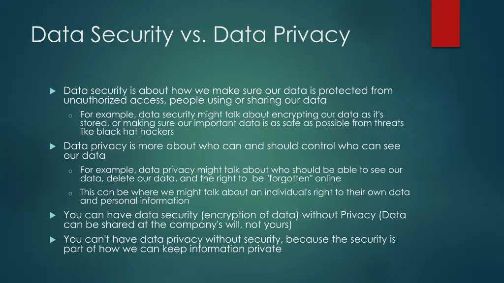 data security vs data privacy