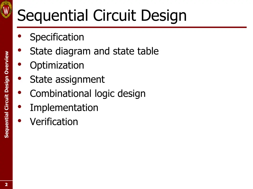 sequential circuit design specification state
