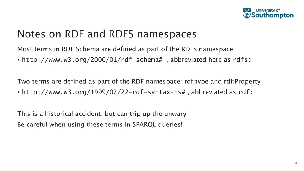 notes on rdf and rdfs namespaces