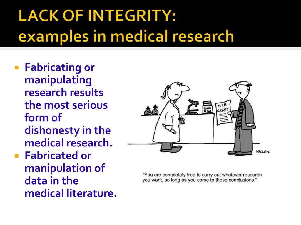fabricating or manipulating research results