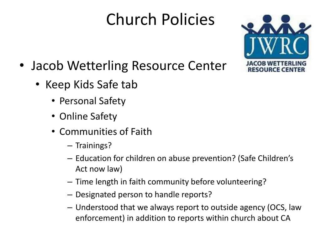 church policies