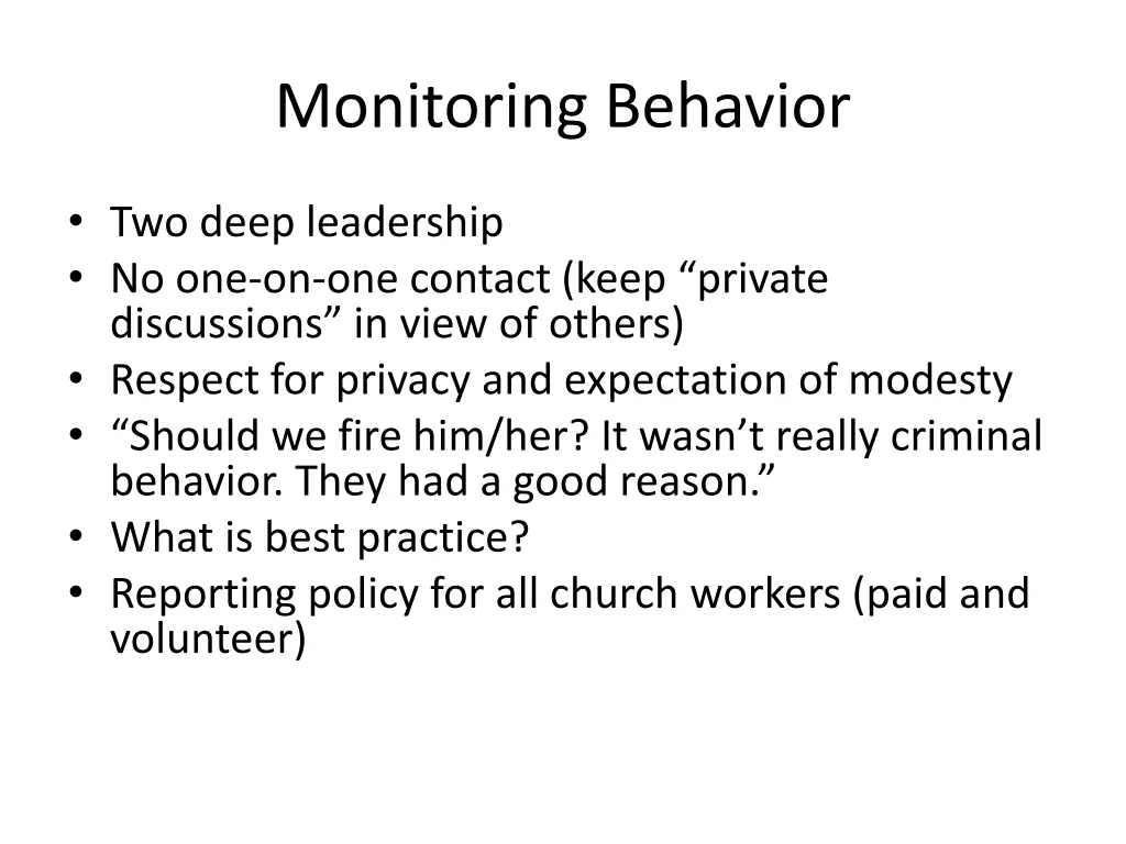 monitoring behavior