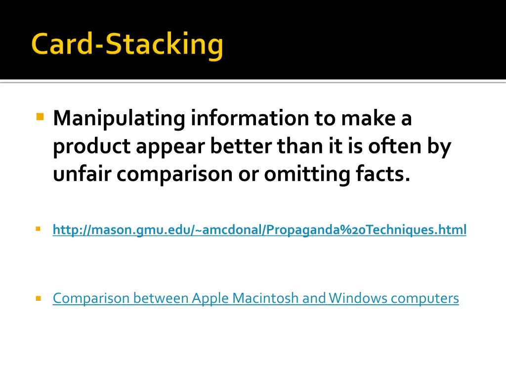 manipulating information to make a product appear
