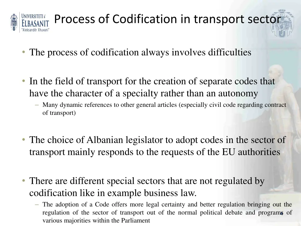 process of codification in transport sector