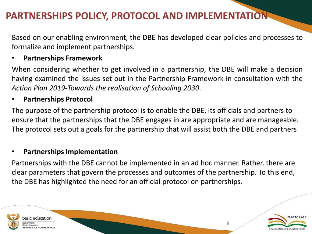 partnerships policy protocol and implementation