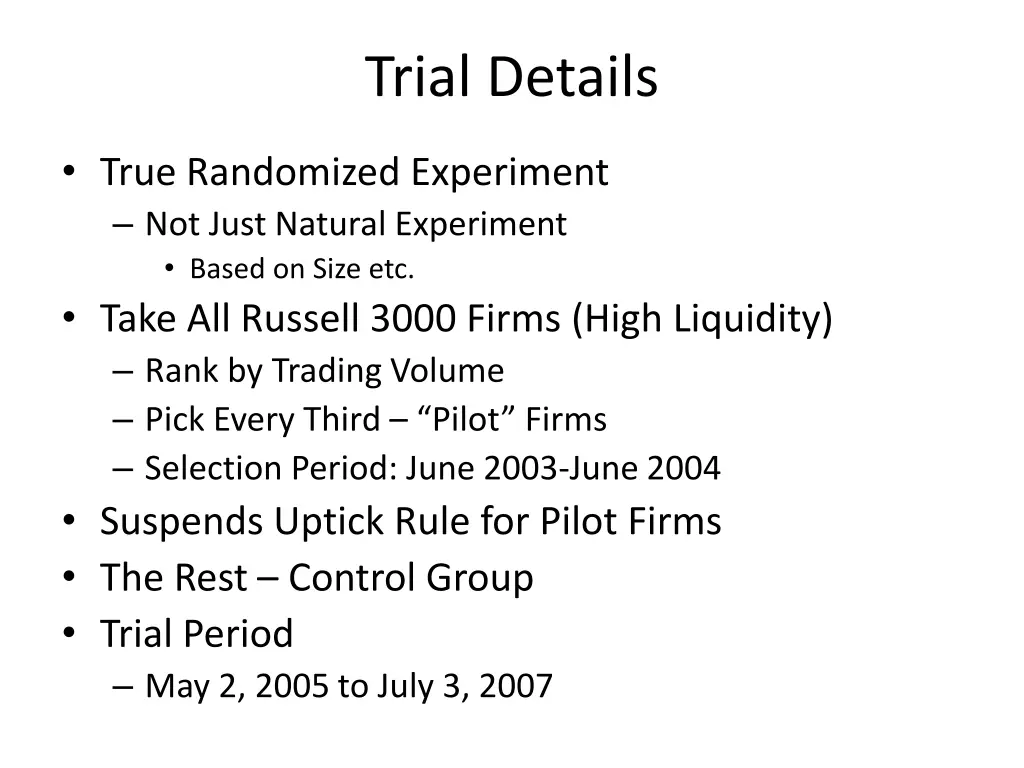 trial details