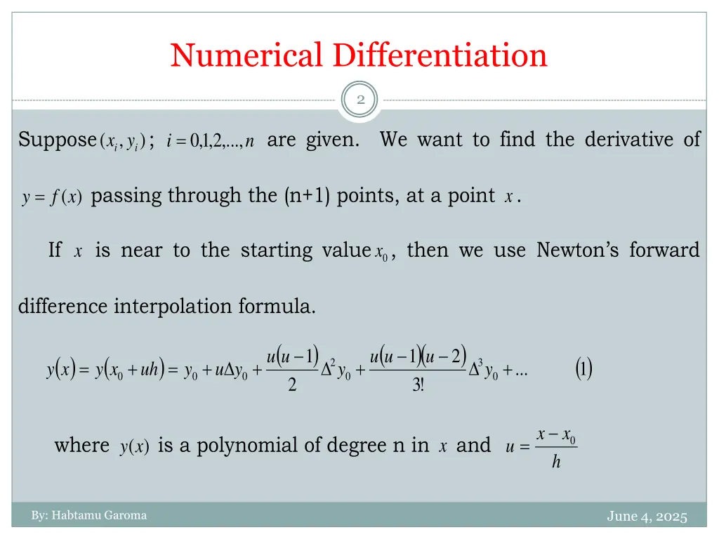 numerical differentiation