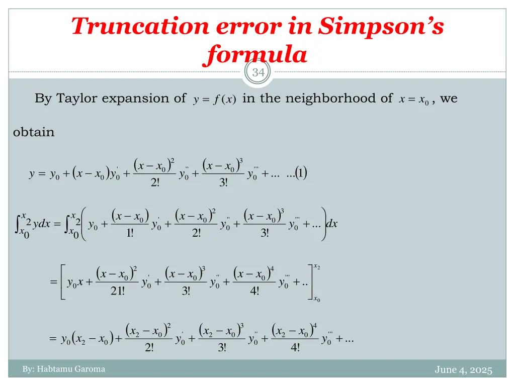 truncation error in simpson s formula 34