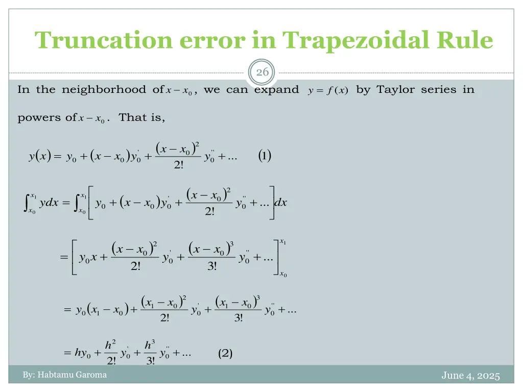 truncation error in trapezoidal rule