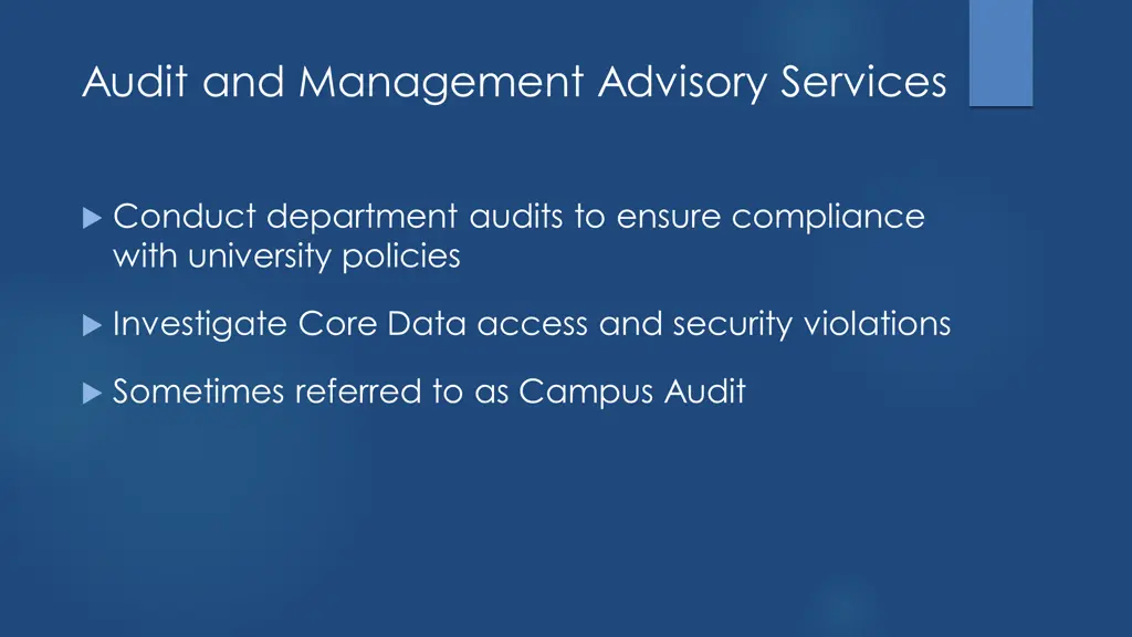 audit and management advisory services