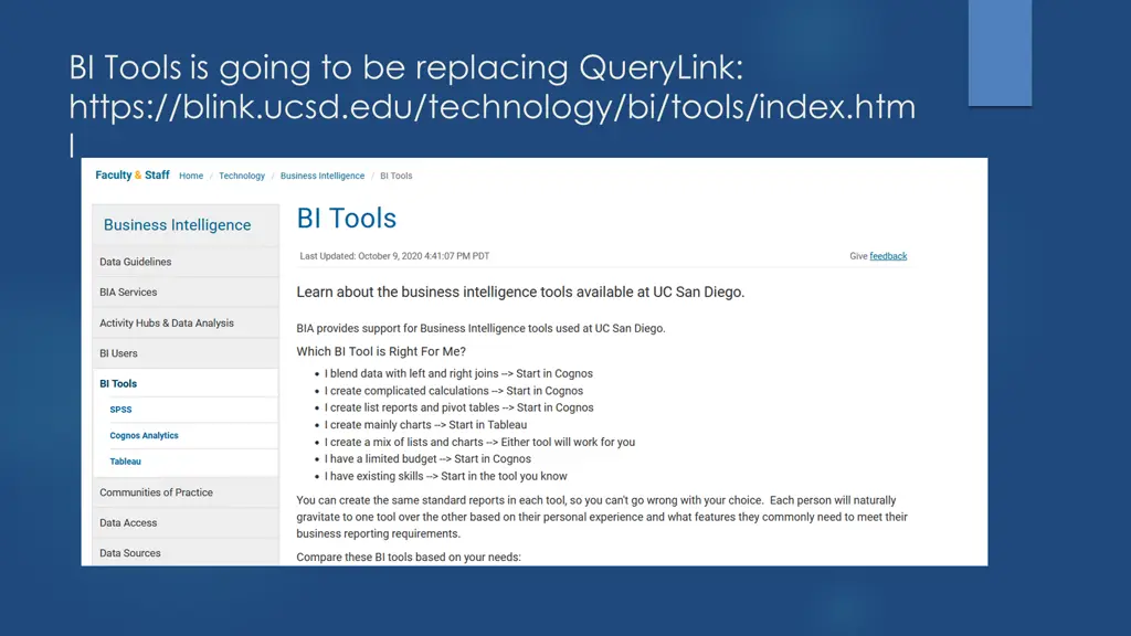 bi tools is going to be replacing querylink https