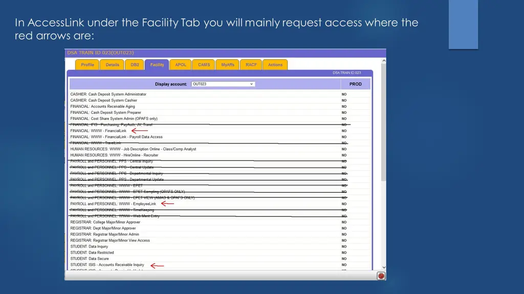 in accesslink under the facility tab you will