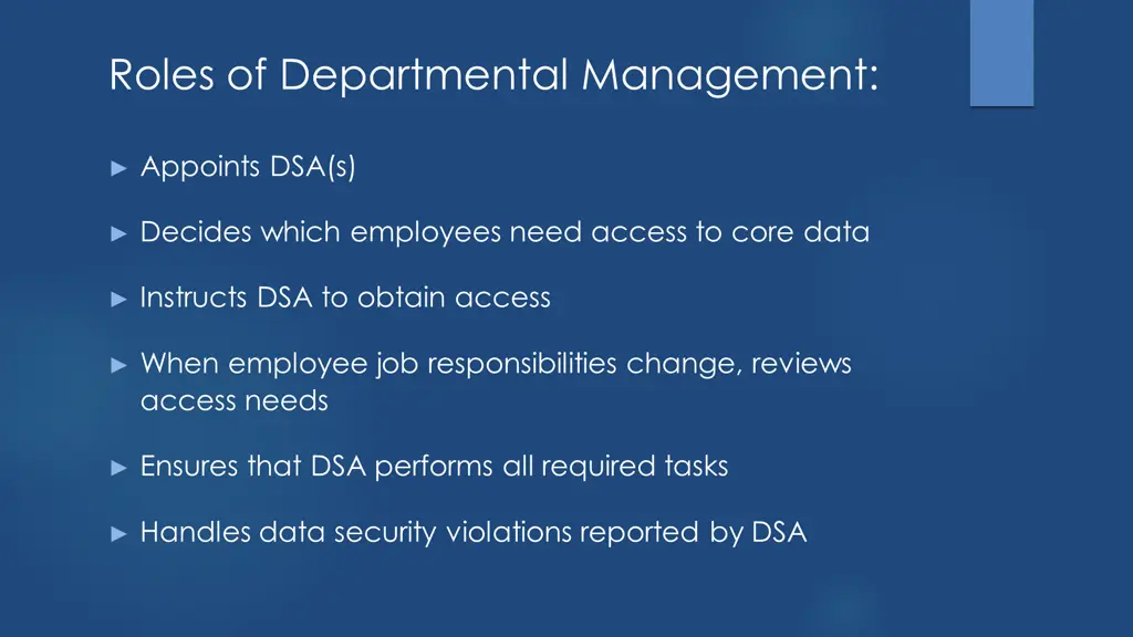 roles of departmental management