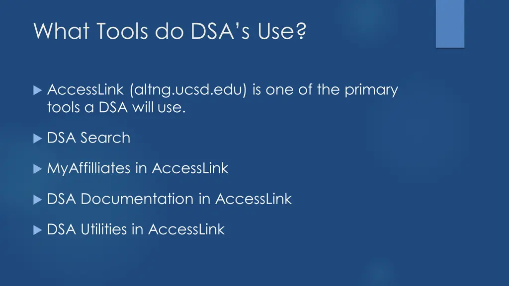 what tools do dsa s use