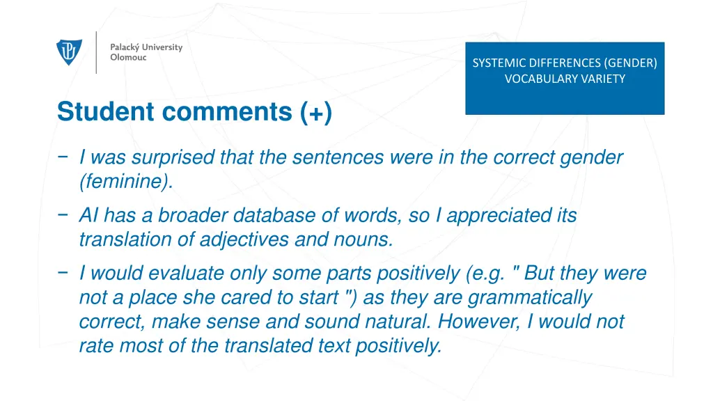 systemic differences gender vocabulary variety