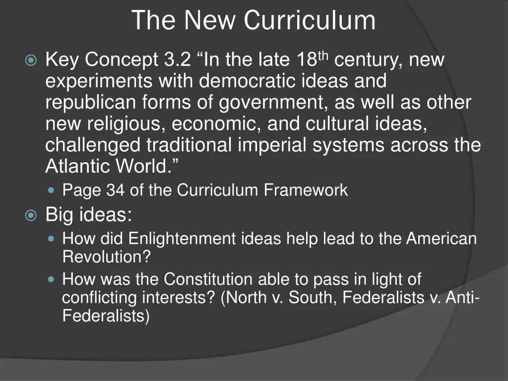 the new curriculum