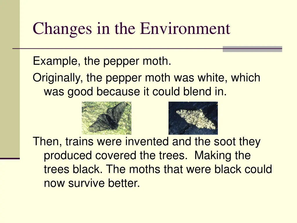 changes in the environment