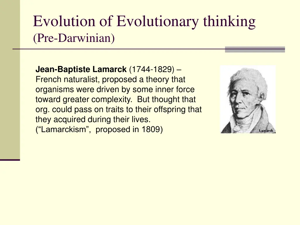 evolution of evolutionary thinking pre darwinian