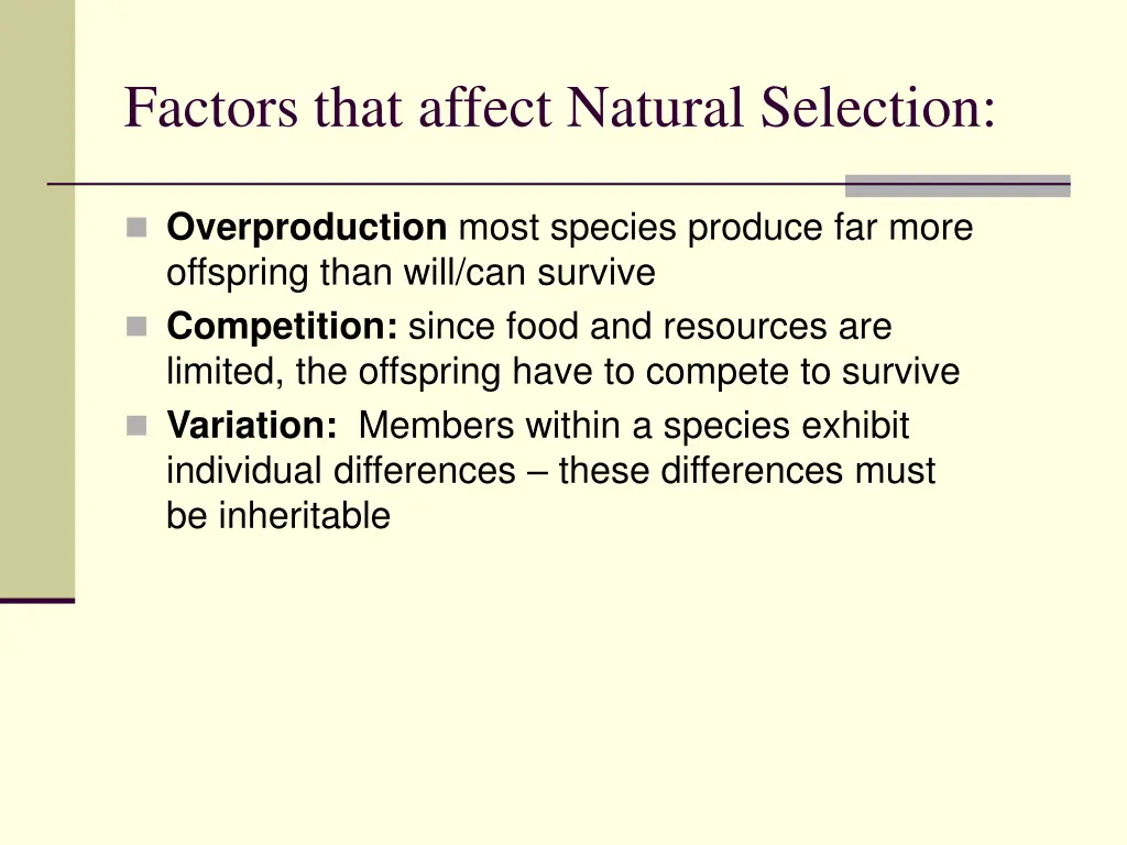 factors that affect natural selection