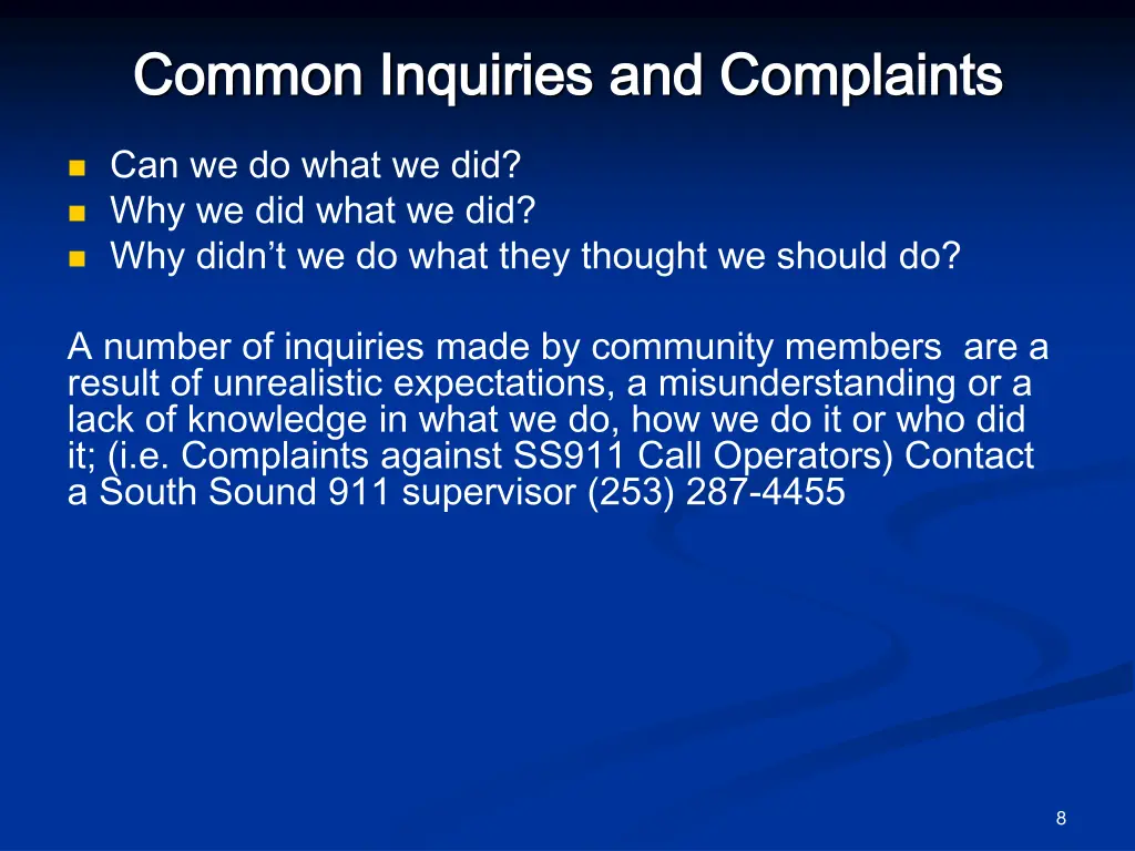 common inquiries and complaints common inquiries