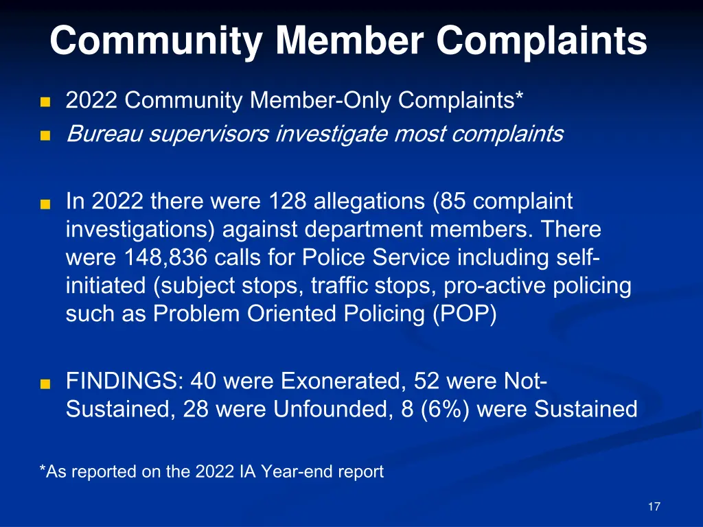 community member complaints
