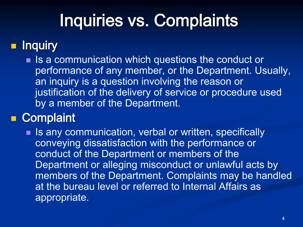 inquiries vs complaints inquiries vs complaints