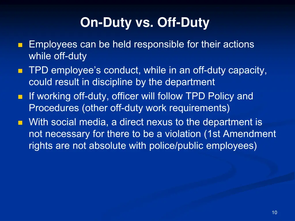 on duty vs off duty