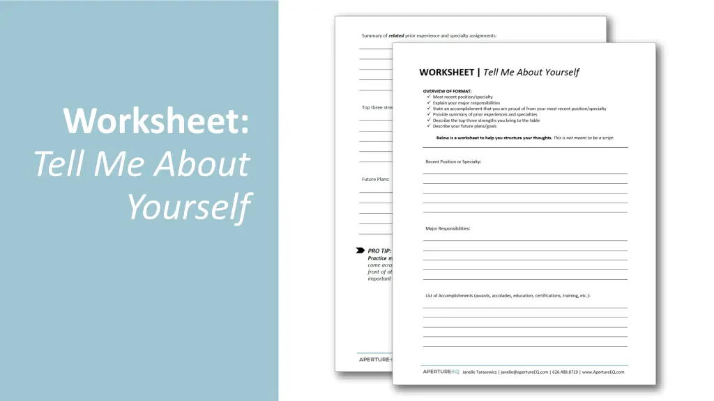 worksheet tell me about yourself