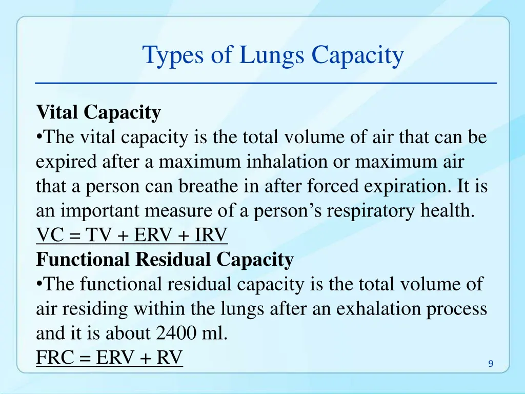 types of lungs capacity 1