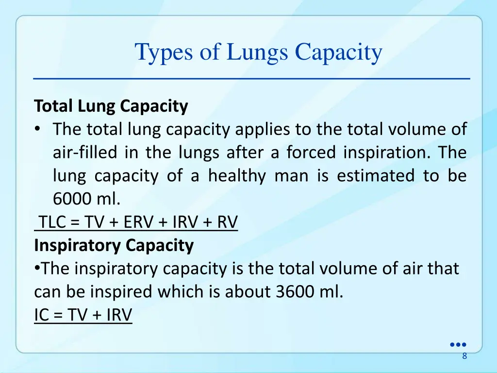 types of lungs capacity