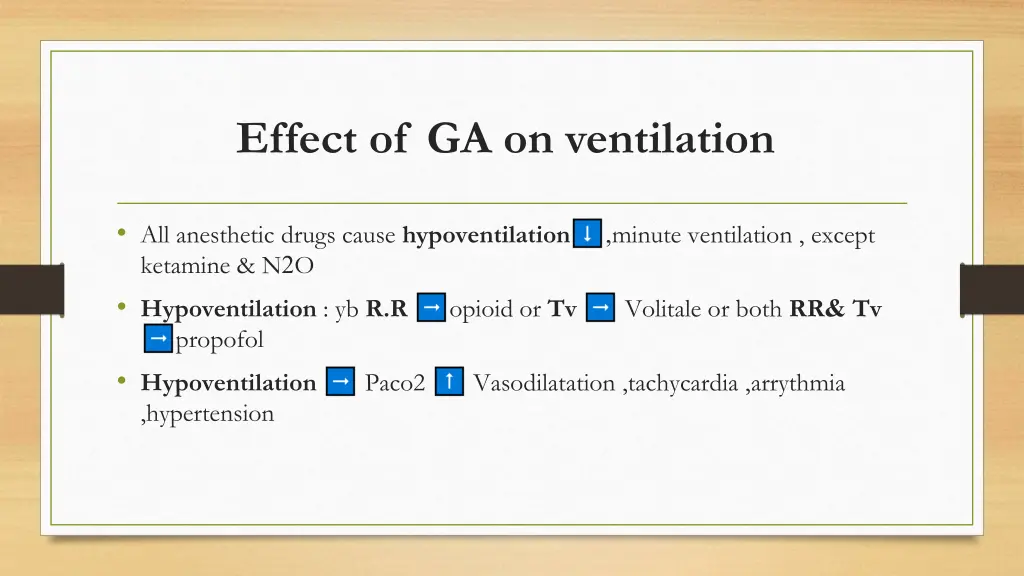 effect of ga on ventilation