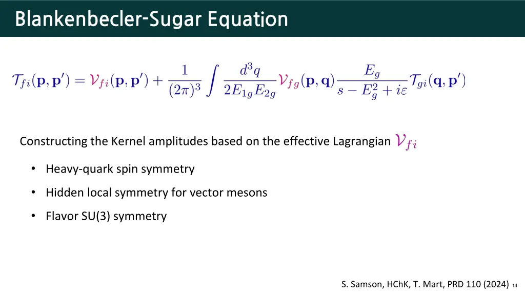blankenbecler sugar equation