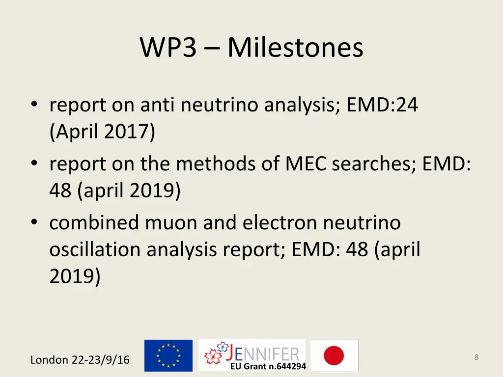 wp3 milestones