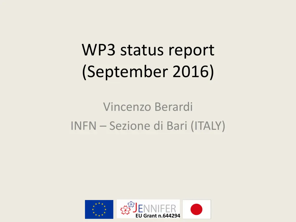 wp3 status report september 2016