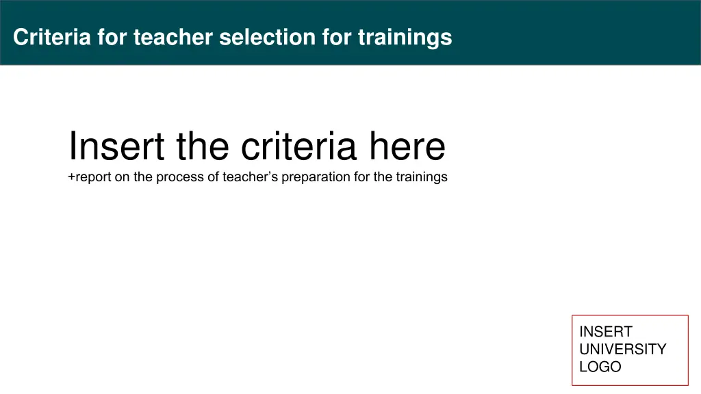 criteria for teacher selection for trainings