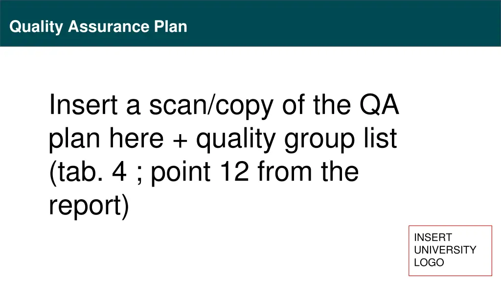 quality assurance plan