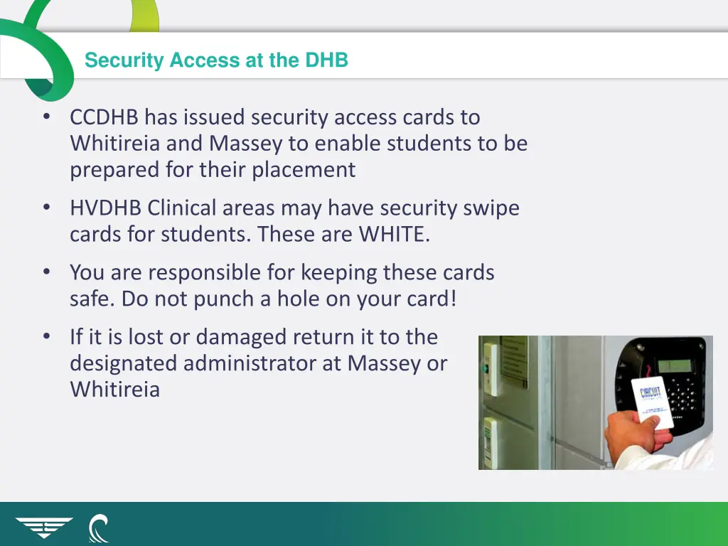 security access at the dhb