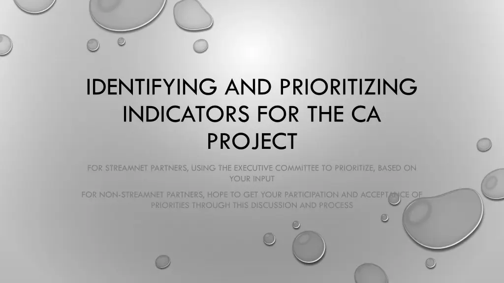 identifying and prioritizing indicators