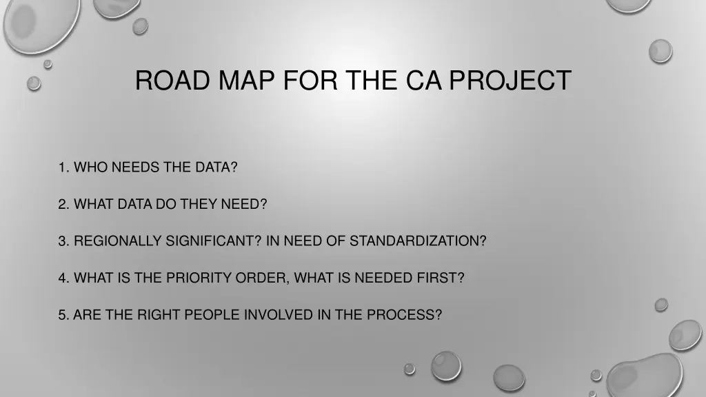 road map for the ca project