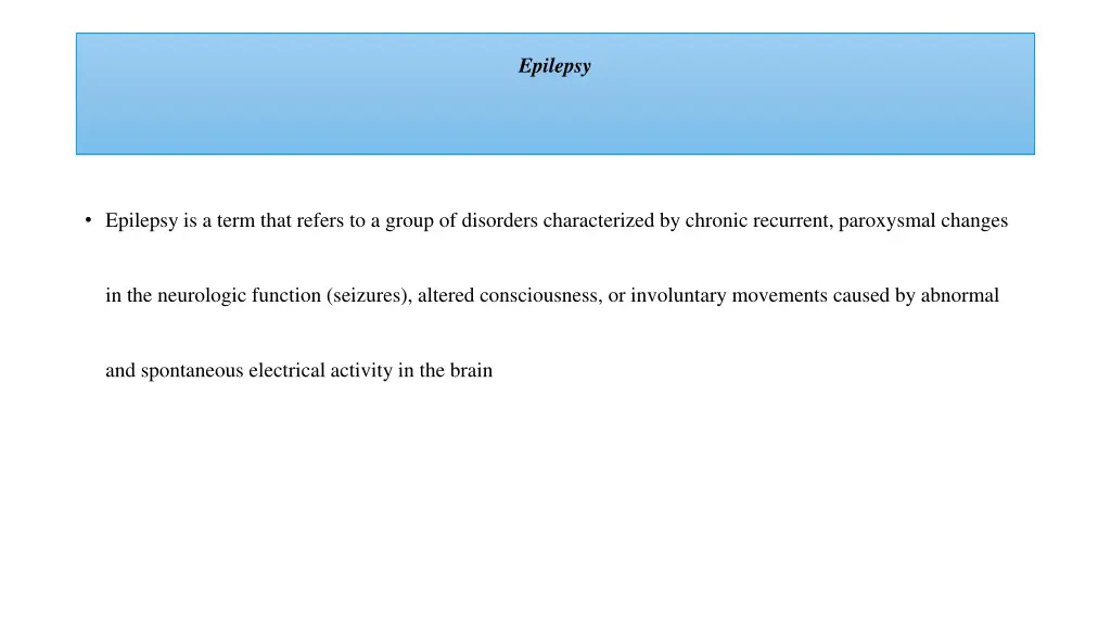 epilepsy