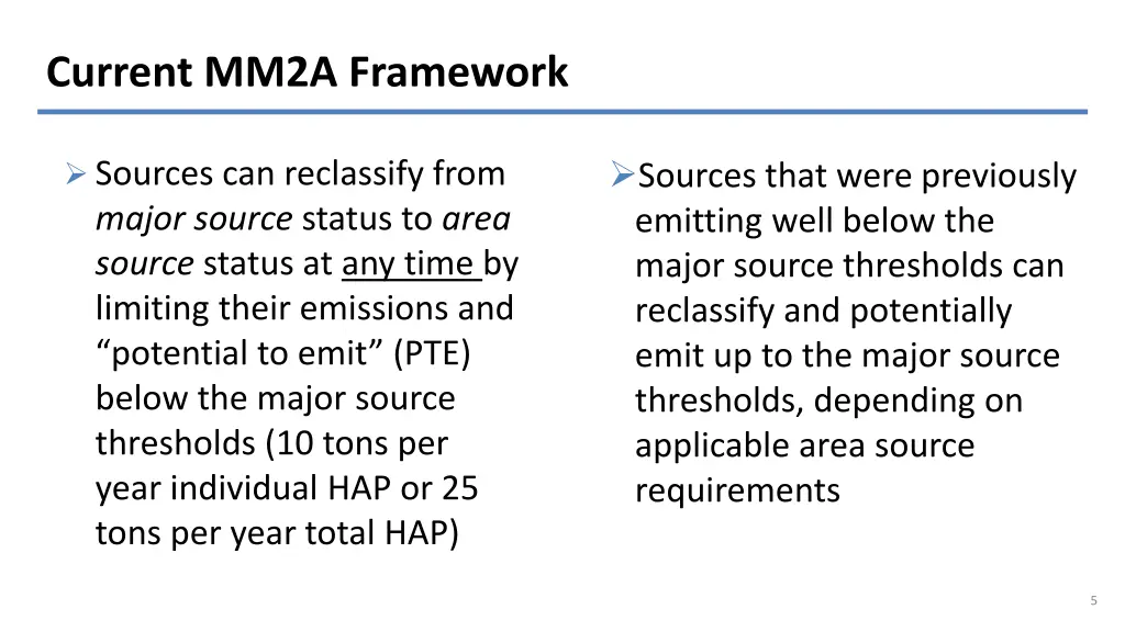 current mm2a framework