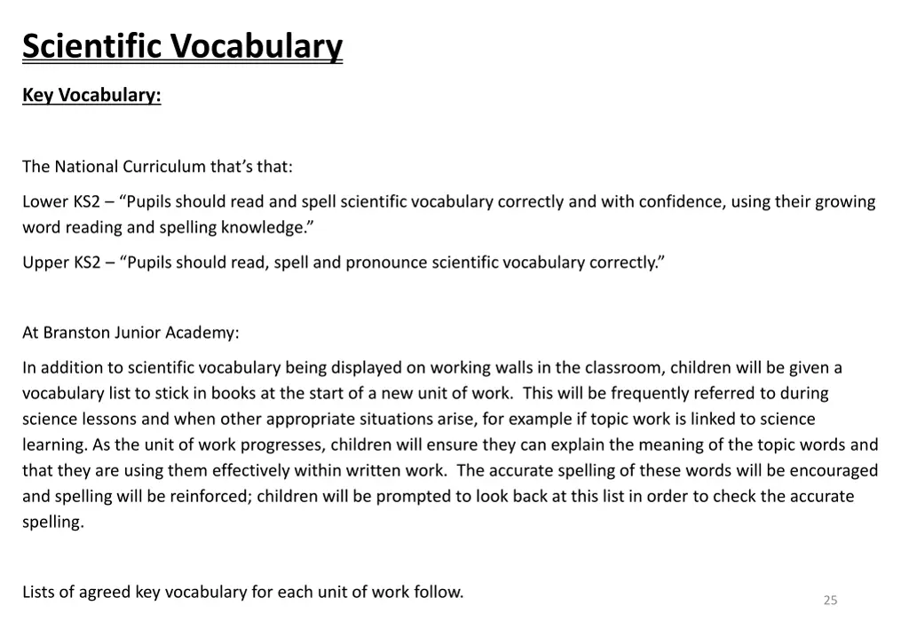scientific vocabulary