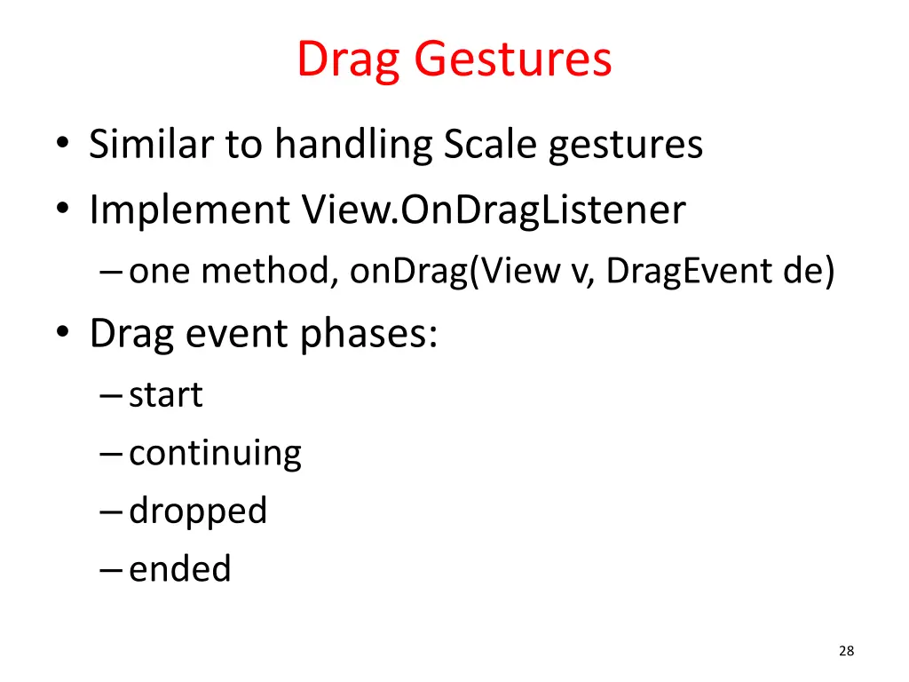 drag gestures