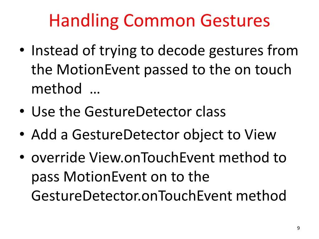 handling common gestures