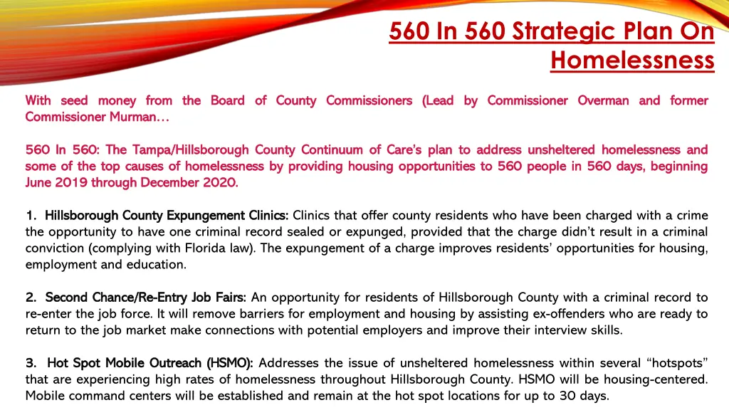 560 in 560 strategic plan on homelessness