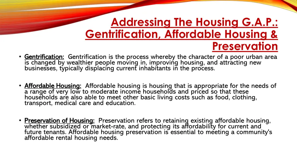 addressing the housing g a p gentrification