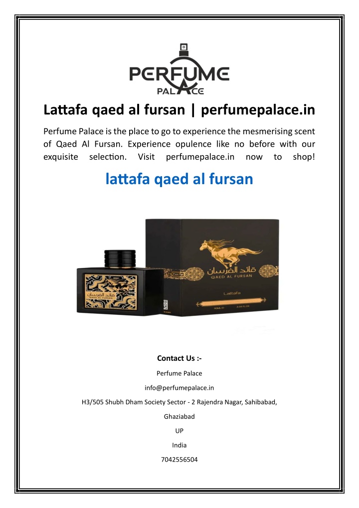 lattafa qaed al fursan perfumepalace in