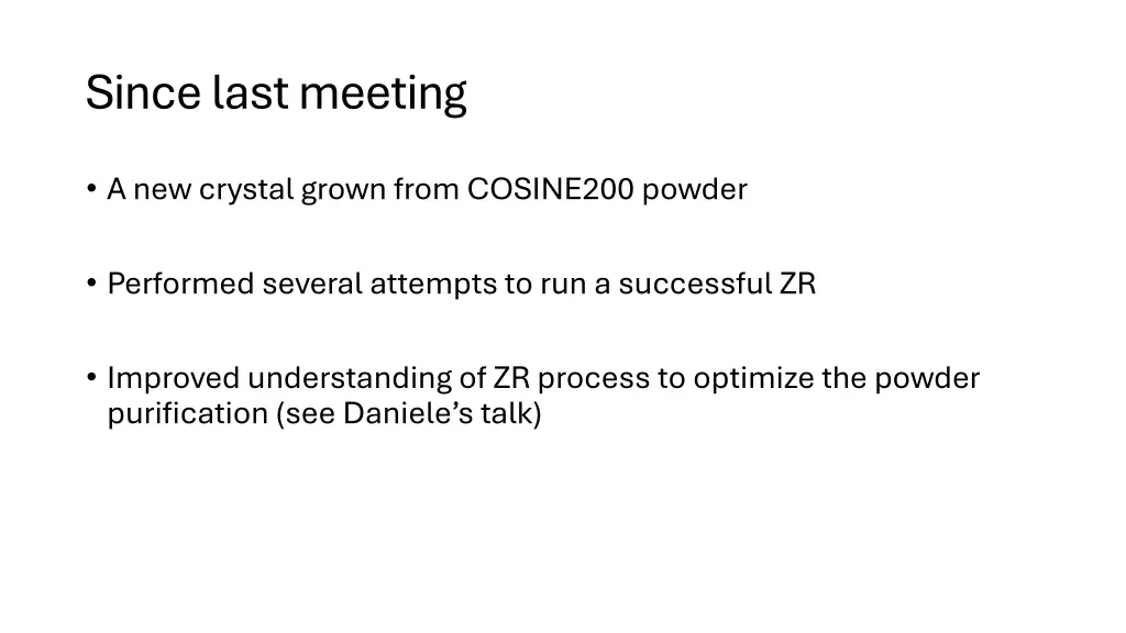 since last meeting